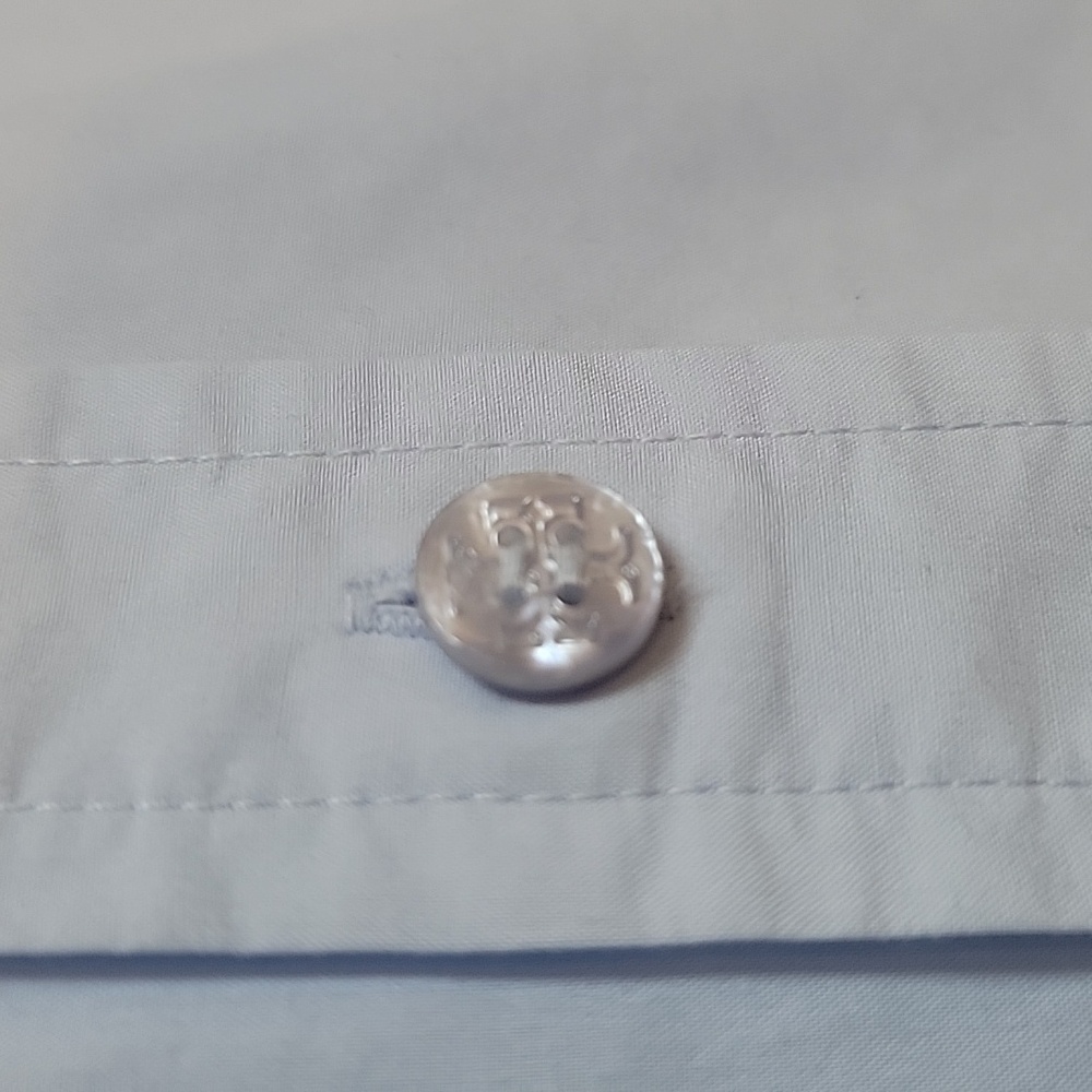 Tory Burch Light Blue Button Down Shirt with Gold Embroidery - Picture 6 of 16